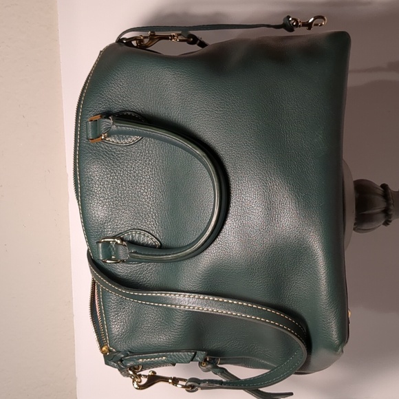 Dooney &Bourke Dillen Hunter green pebbled leather satchel - Picture 2 of 12